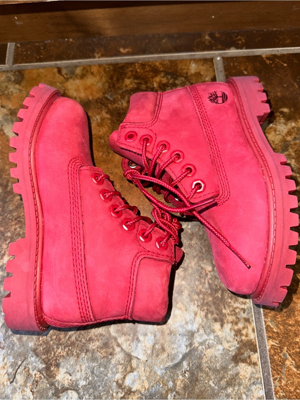 Timberland Kids Red Lace-Up Boots